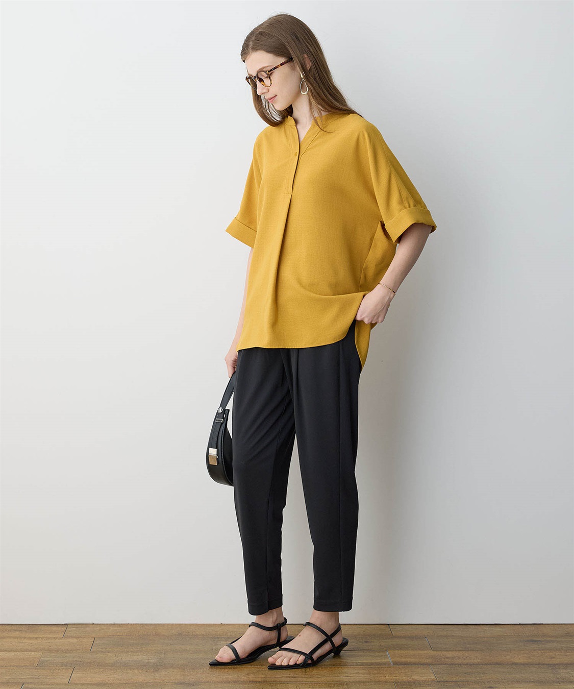 LE SOUK HOLIDAY 【イージーエレガンス】ストレッチタックテーパードパンツ【接触冷感・ウエストゴム・カットソー素材】_sub_12