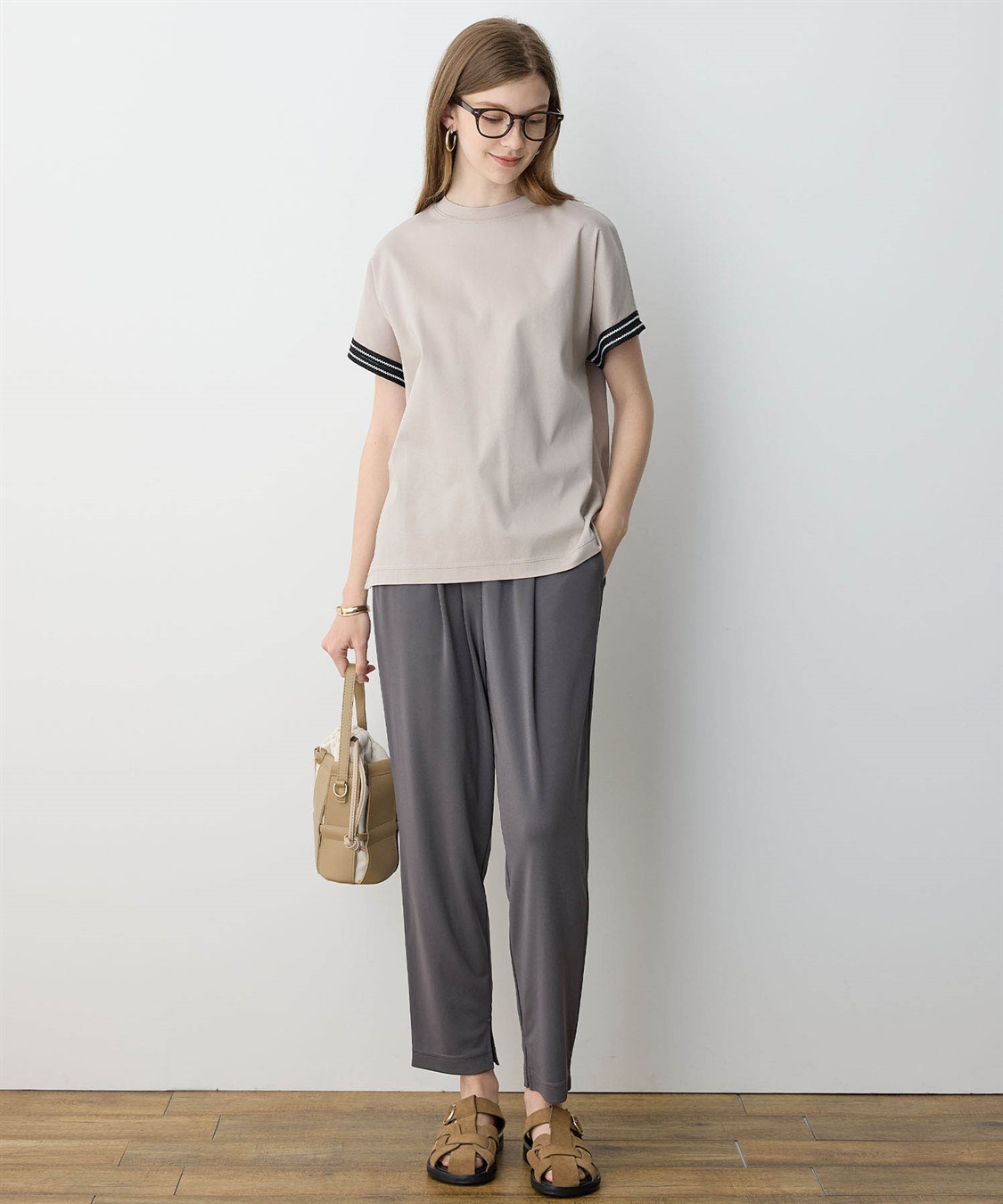 LE SOUK HOLIDAY 【イージーエレガンス】ストレッチタックテーパードパンツ【接触冷感・ウエストゴム・カットソー素材】_sub_13