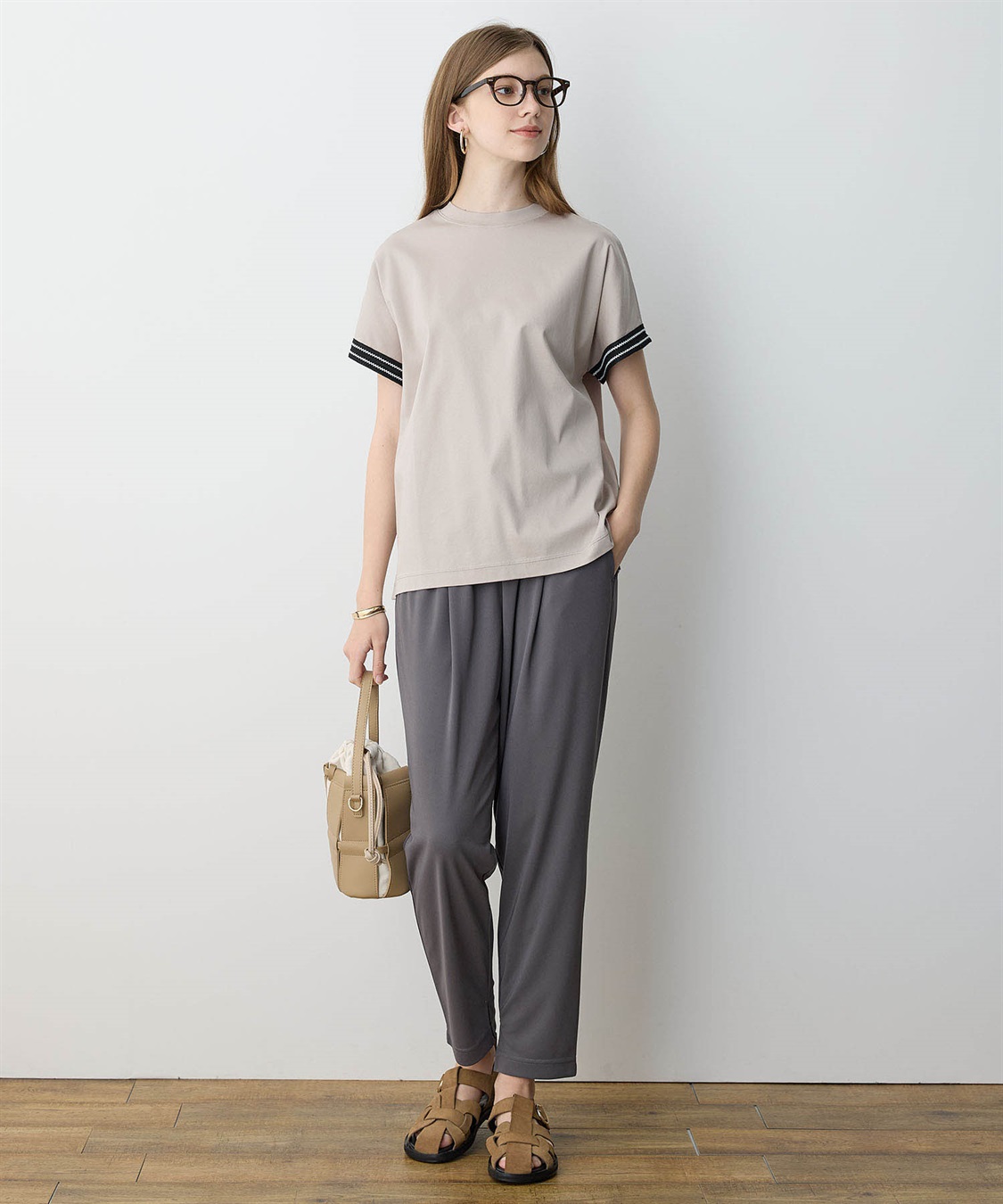 LE SOUK HOLIDAY 【イージーエレガンス】ストレッチタックテーパードパンツ【接触冷感・ウエストゴム・カットソー素材】_sub_14