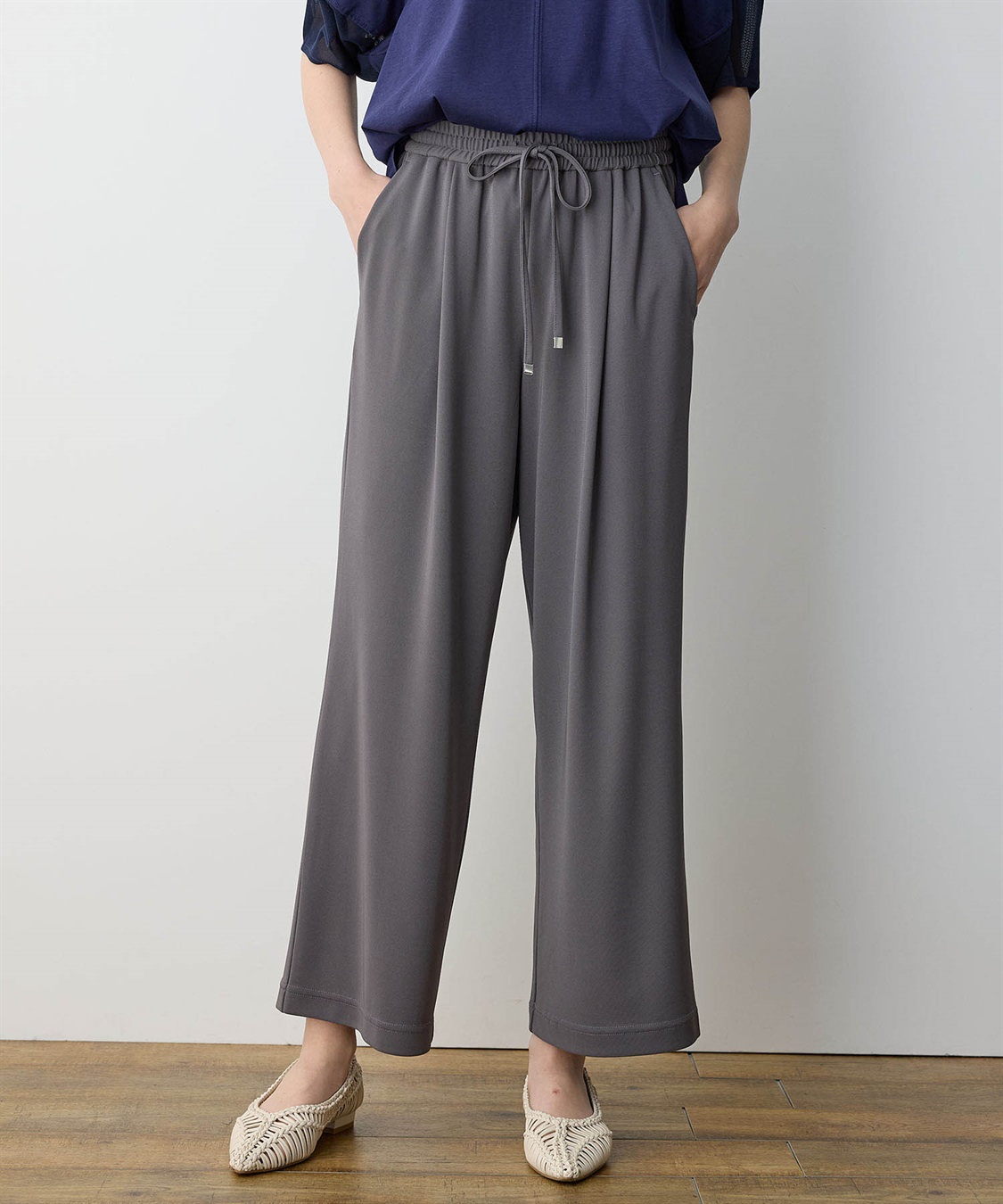 LE SOUK HOLIDAY 【イージーエレガンス】ストレッチワイドパンツ【接触冷感・ウエストゴム・カットソー素材】_sub_3
