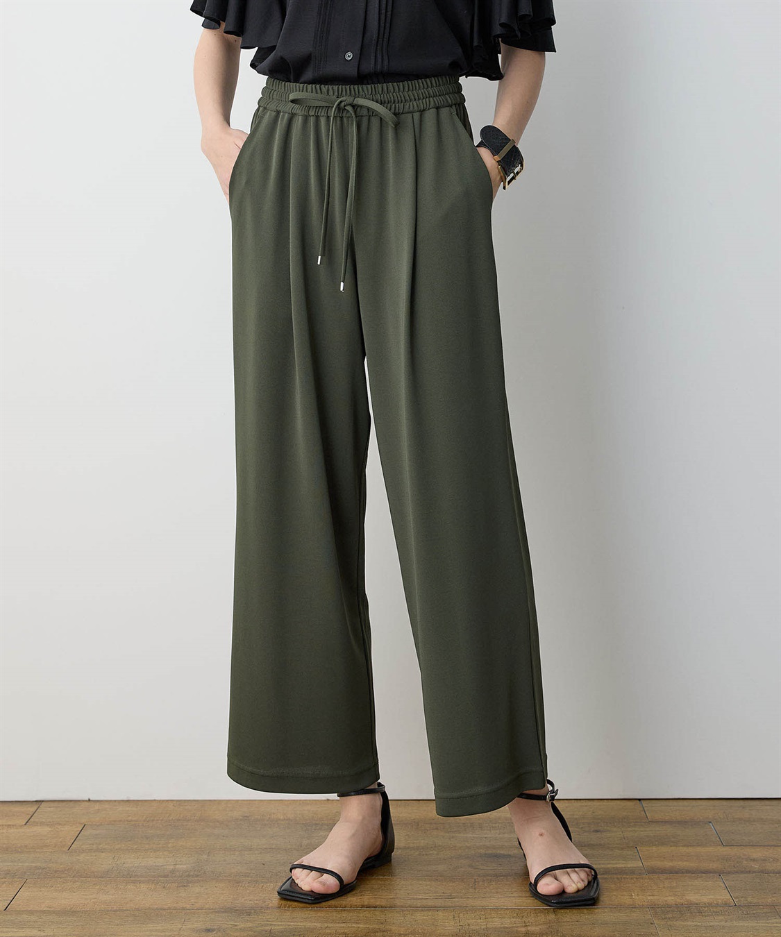 LE SOUK HOLIDAY 【イージーエレガンス】ストレッチワイドパンツ【接触冷感・ウエストゴム・カットソー素材】_sub_4