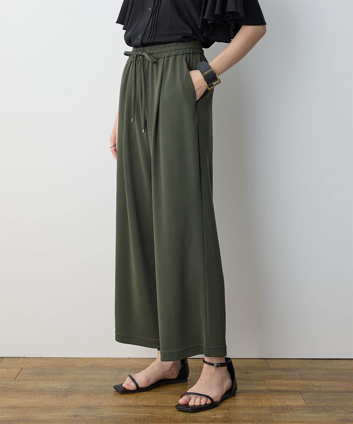 LE SOUK HOLIDAY 【イージーエレガンス】ストレッチワイドパンツ【接触冷感・ウエストゴム・カットソー素材】_sub_5