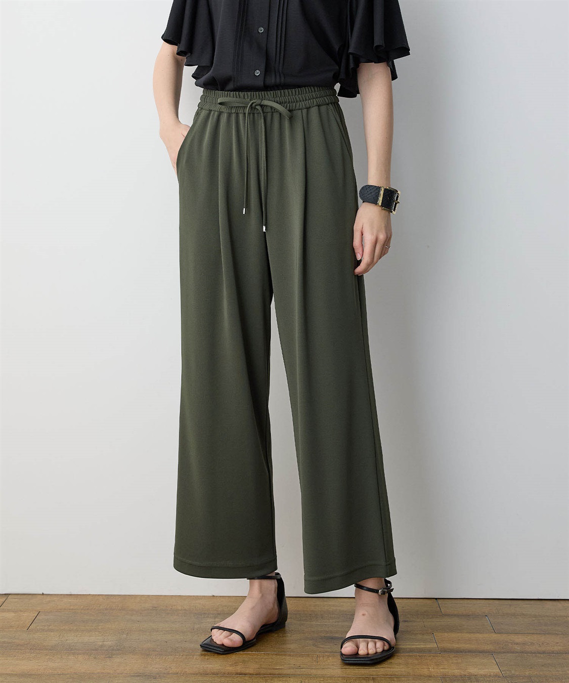 LE SOUK HOLIDAY 【イージーエレガンス】ストレッチワイドパンツ【接触冷感・ウエストゴム・カットソー素材】_sub_6