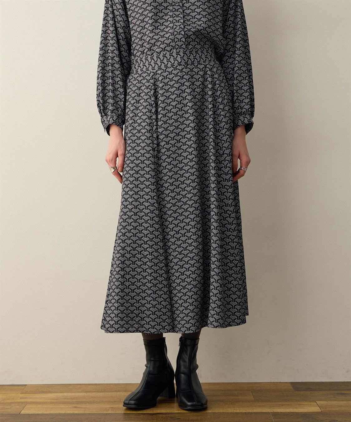 LE SOUK HOLIDAY 幾何学プリントAラインスカート_sub_6