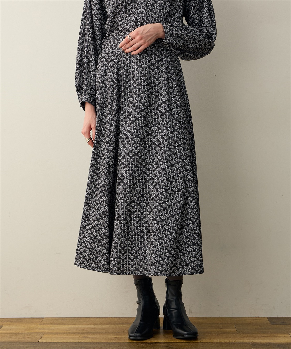 LE SOUK HOLIDAY 幾何学プリントAラインスカート_sub_7
