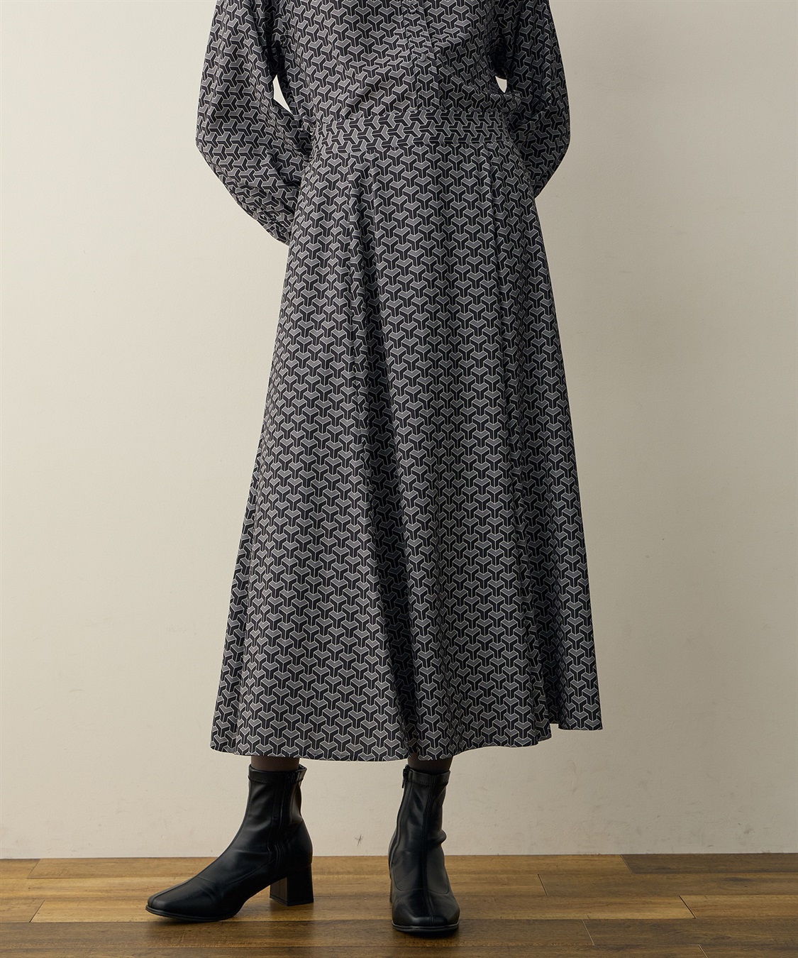 LE SOUK HOLIDAY 幾何学プリントAラインスカート_sub_9