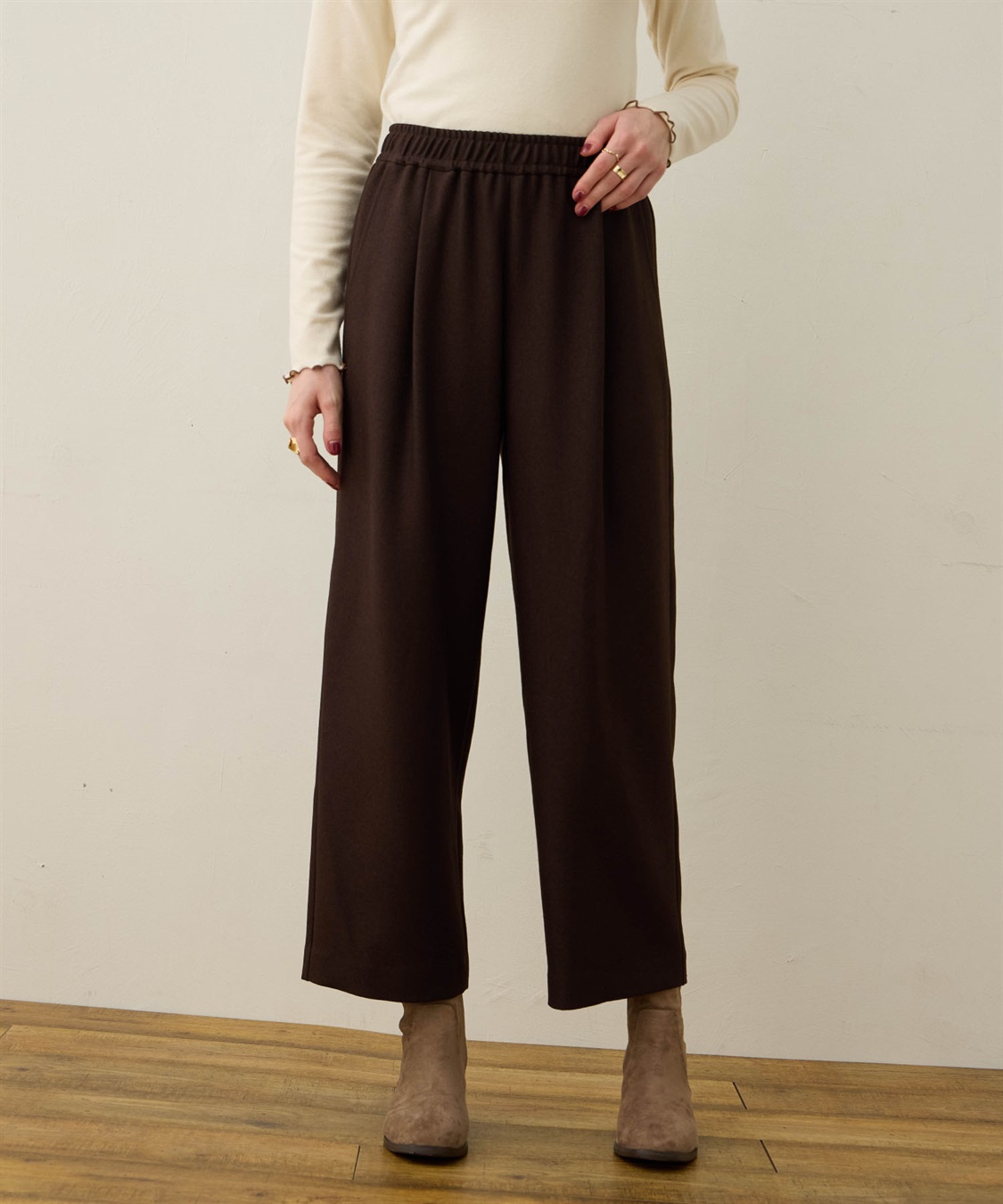 LE SOUK HOLIDAY ウーリッシュタックストレートパンツ_sub_2