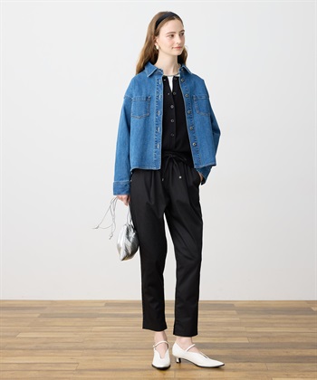 LE SOUK HOLIDAY ストレッチタックテーパードパンツ【ウエストゴム・サスティナブル素材】_subthumb_11