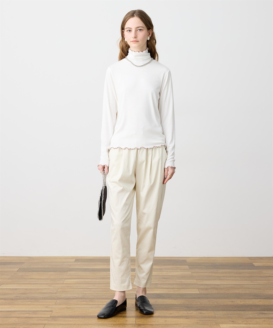 LE SOUK HOLIDAY ストレッチタックテーパードパンツ【ウエストゴム・サスティナブル素材】_sub_12