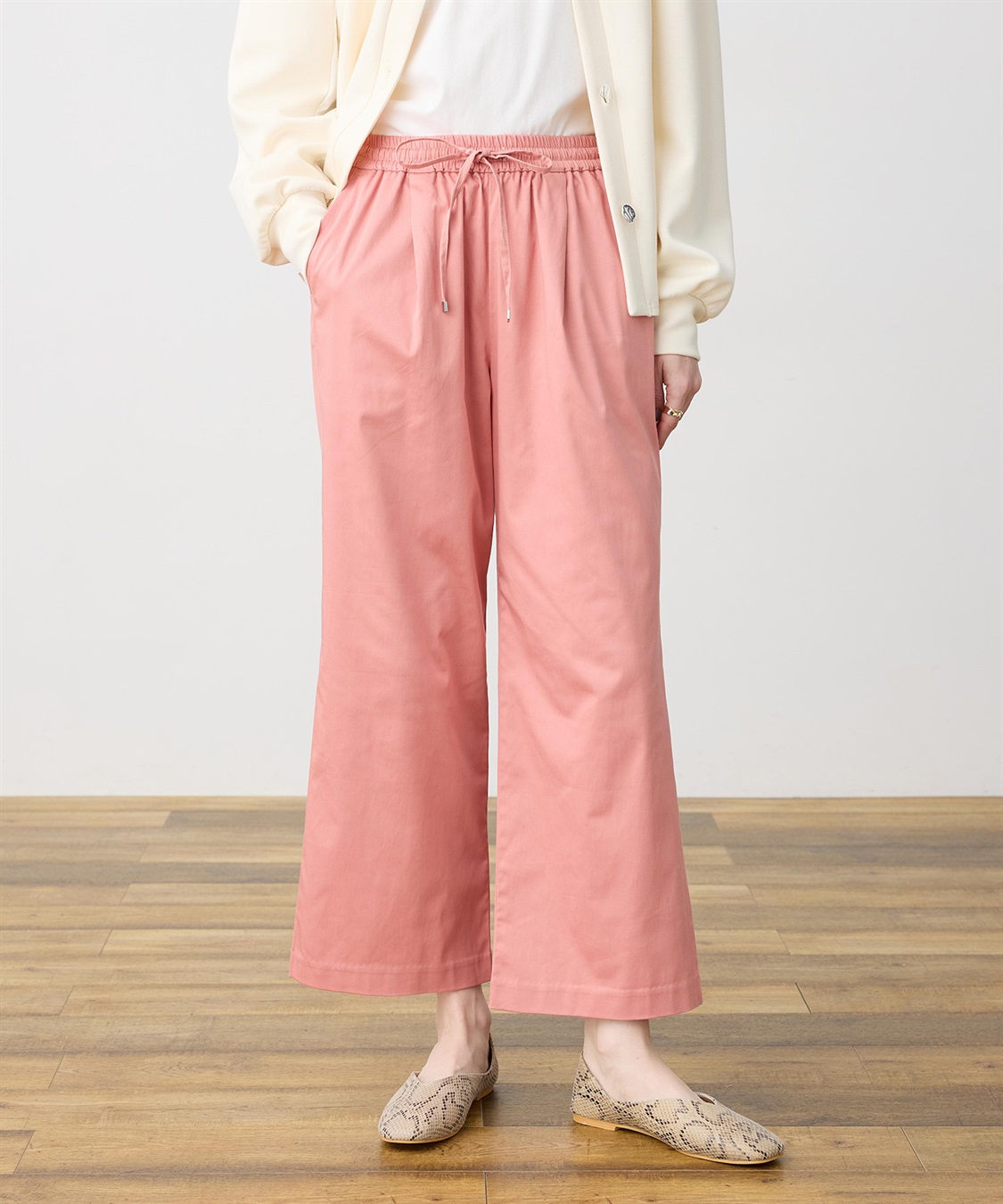 LE SOUK HOLIDAY ストレッチタックワイドパンツ【ウエストゴム・サスティナブル素材】_sub_7