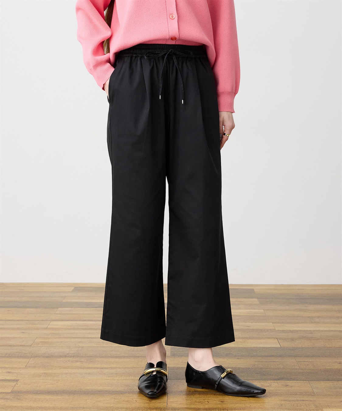 LE SOUK HOLIDAY ストレッチタックワイドパンツ【ウエストゴム・サスティナブル素材】_sub_8