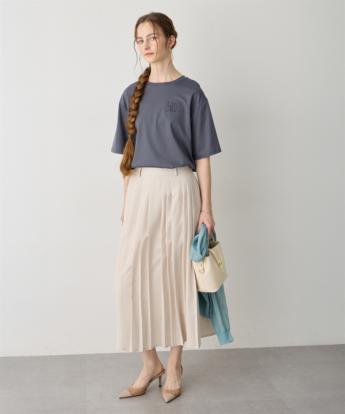 WEB限定》軽やかプリーツ風ロングスカート LE SOUK HOLIDAY｜クロス