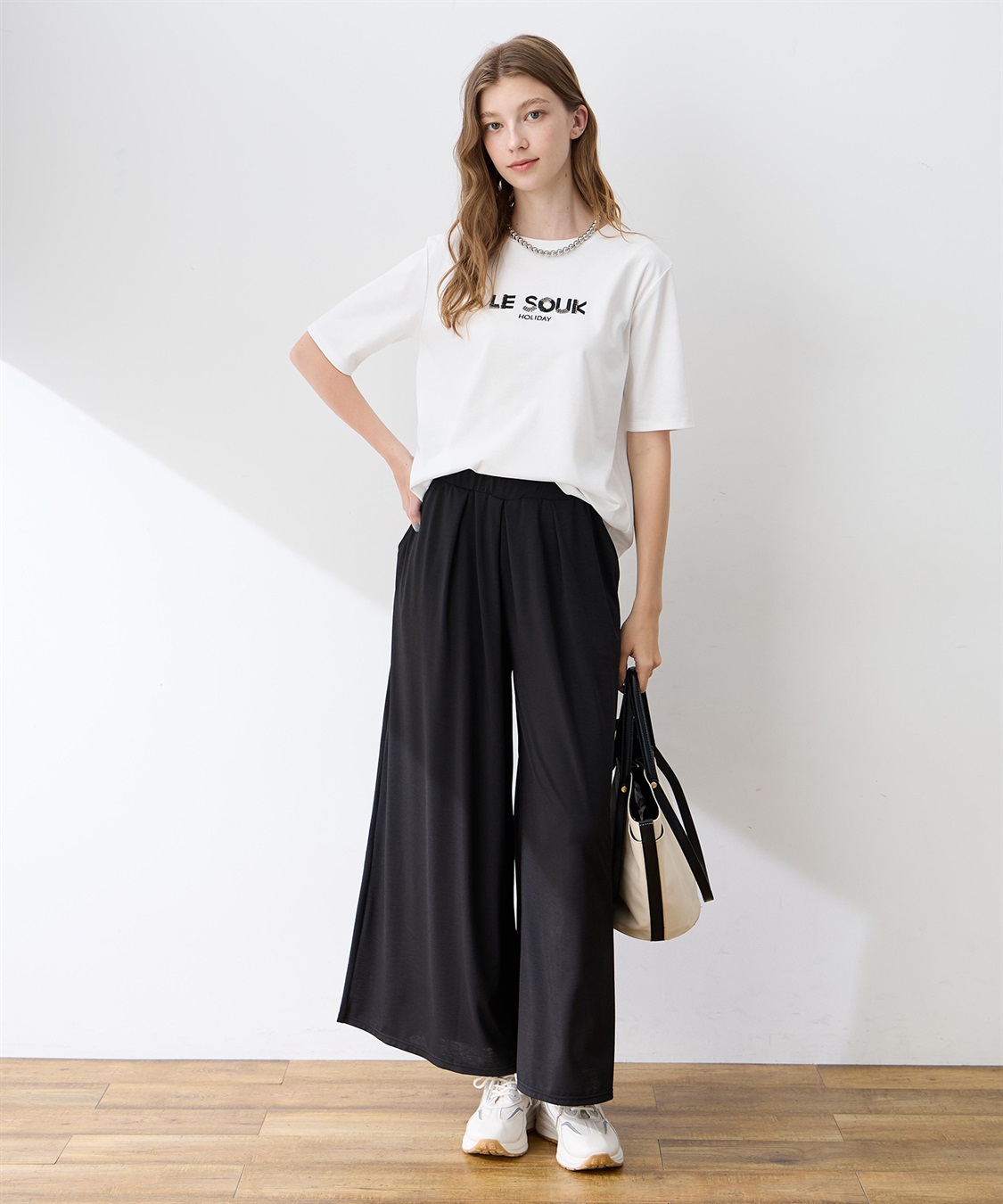LE SOUK HOLIDAY リネンライクストレッチワイドパンツ【接触冷感・UVカット・後ろウエストゴム】_sub_12