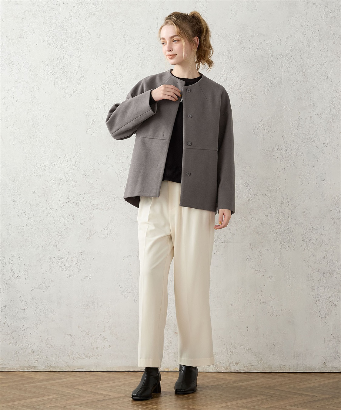 LE SOUK HOLIDAY ノーカラーショートコート_sub_14