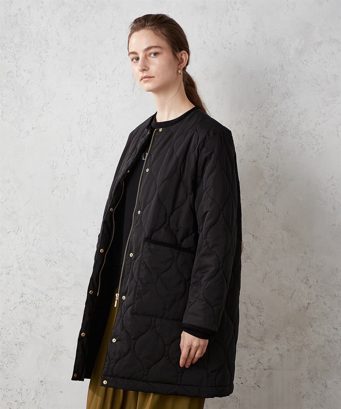 LE SOUK HOLIDAY ノーカラー ロングキルトジャケット_sub_15