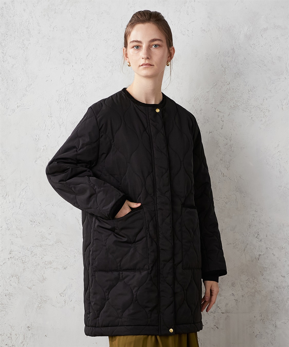 LE SOUK HOLIDAY ノーカラー ロングキルトジャケット_sub_16