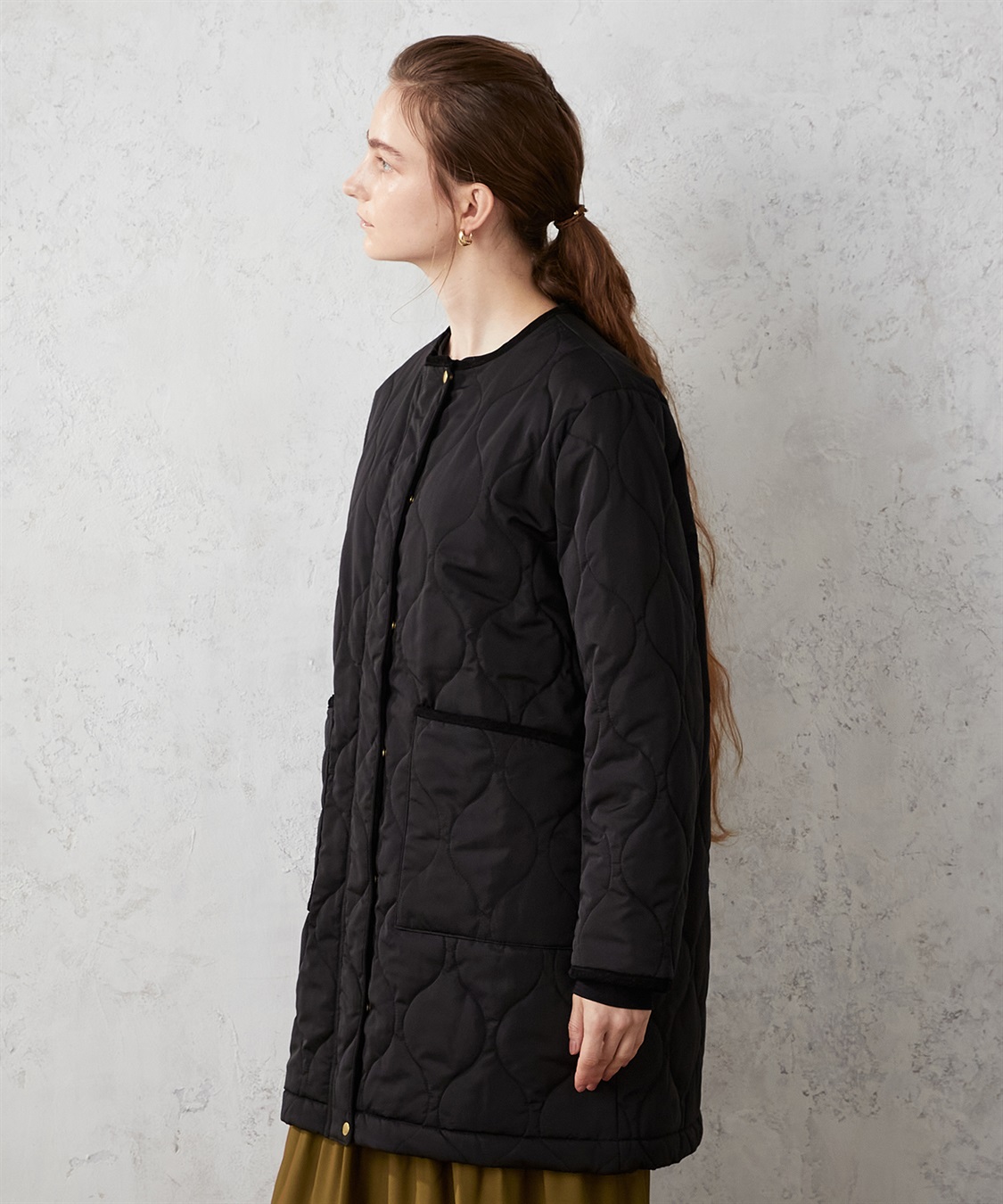 LE SOUK HOLIDAY ノーカラー ロングキルトジャケット_sub_17