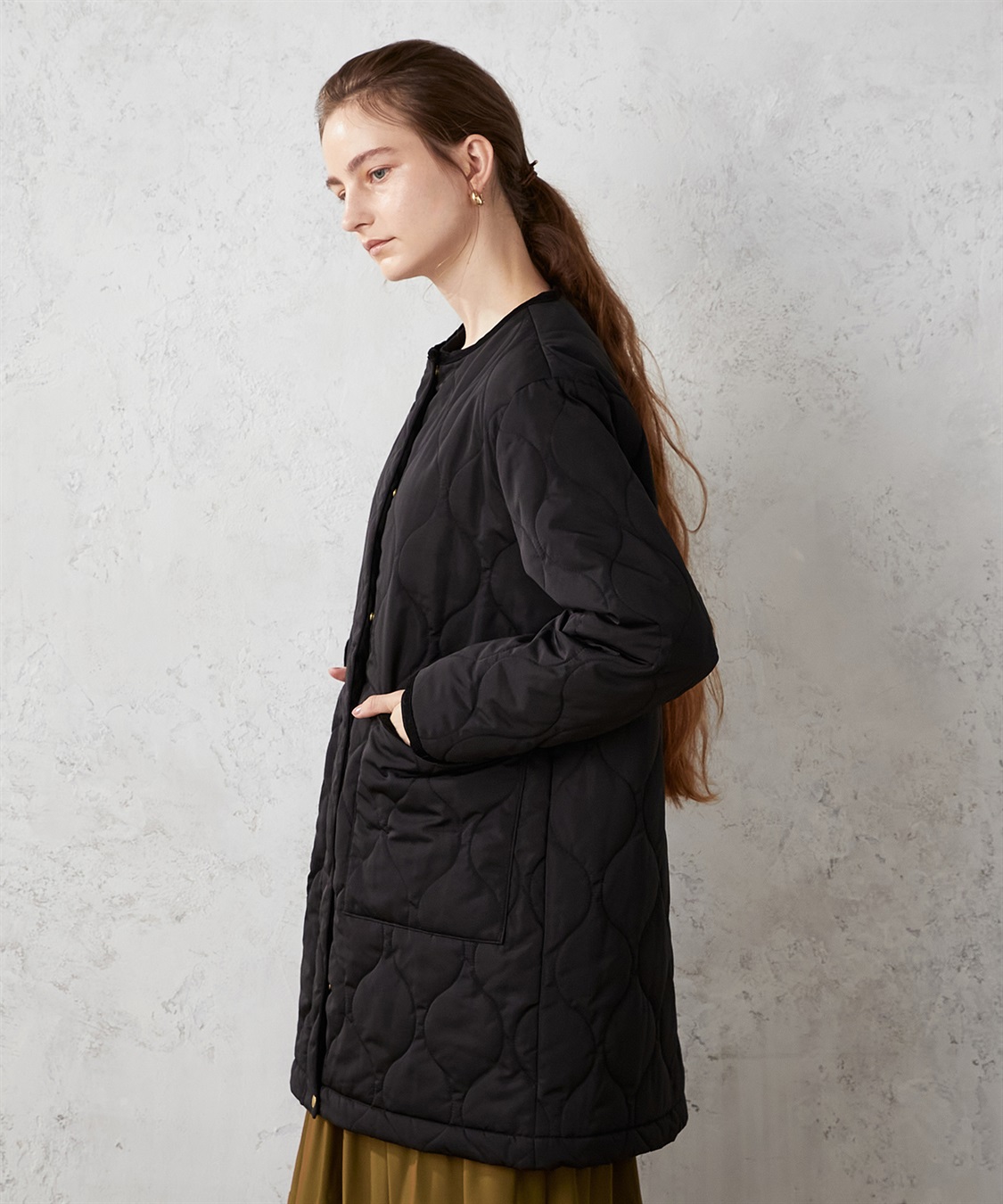 LE SOUK HOLIDAY ノーカラー ロングキルトジャケット_sub_18