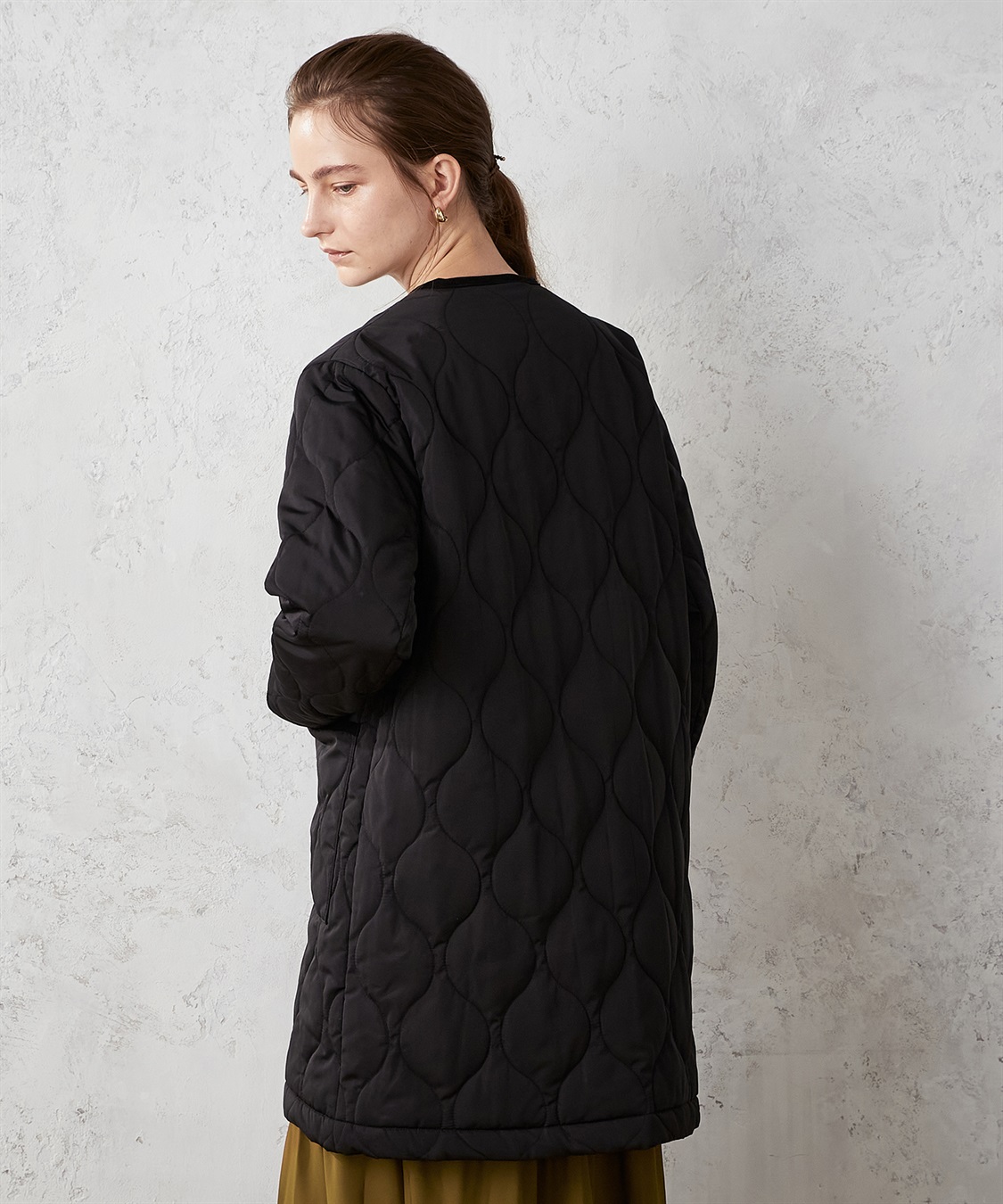 LE SOUK HOLIDAY ノーカラー ロングキルトジャケット_sub_20