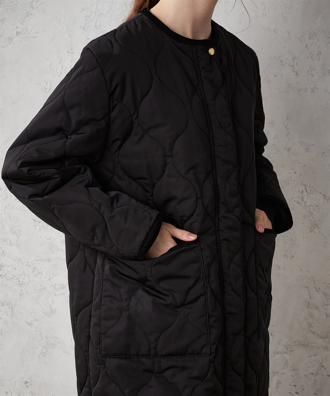 LE SOUK HOLIDAY ノーカラー ロングキルトジャケット_sub_22