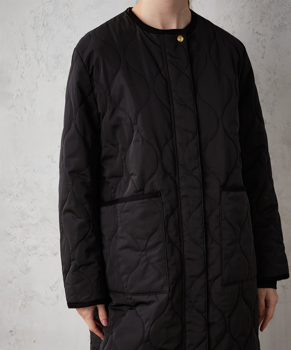 LE SOUK HOLIDAY ノーカラー ロングキルトジャケット_sub_23