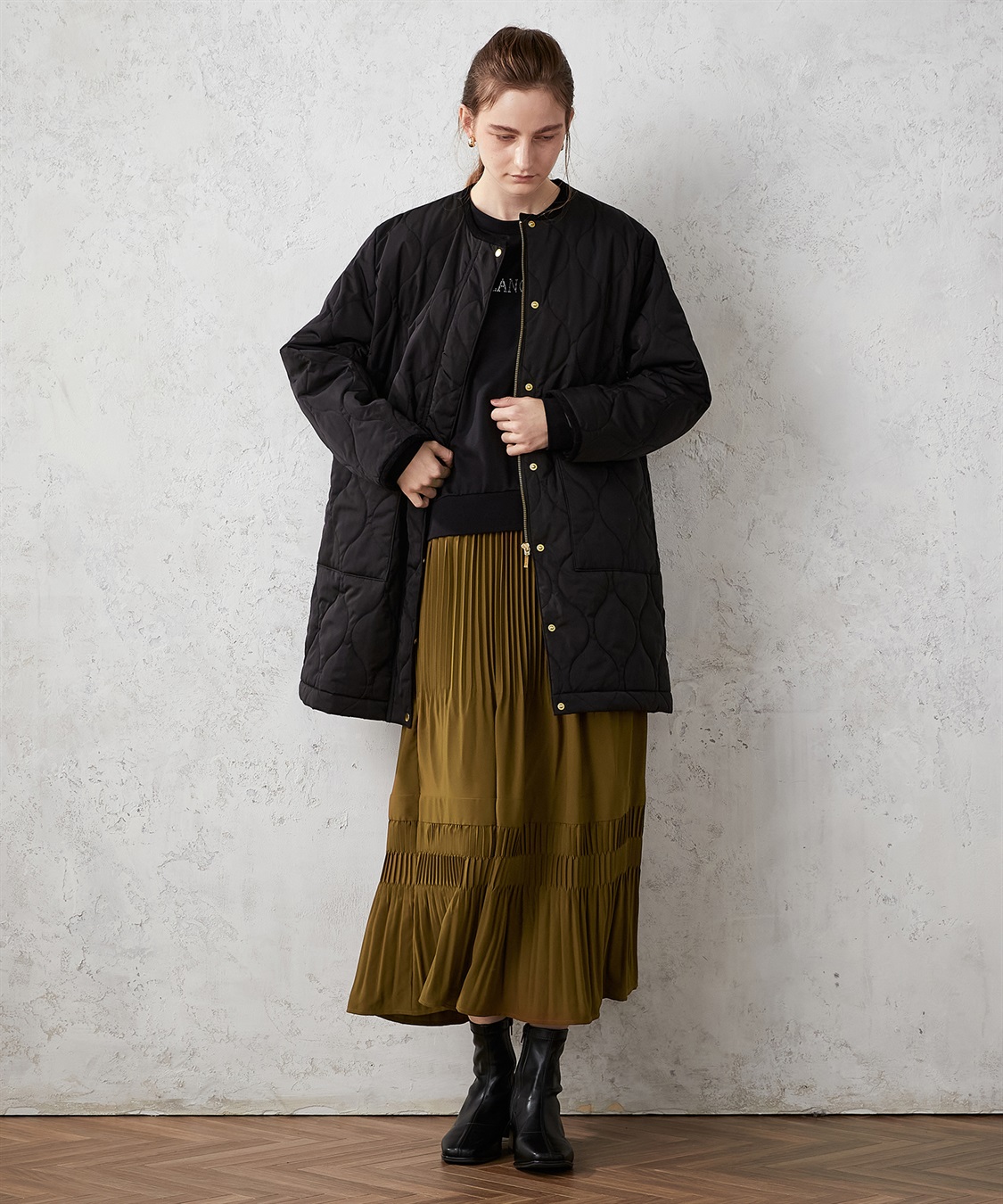 LE SOUK HOLIDAY ノーカラー ロングキルトジャケット_sub_26