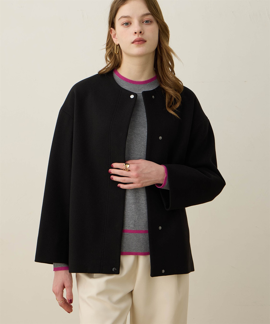 LE SOUK HOLIDAY ノーカラーショートコート_sub_5