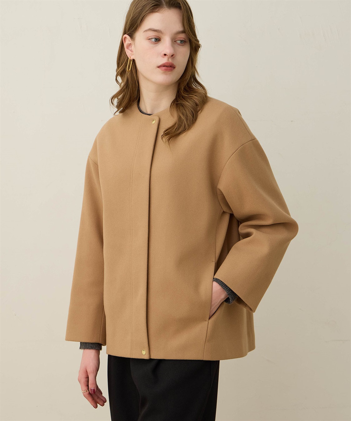 LE SOUK HOLIDAY ノーカラーショートコート_sub_8