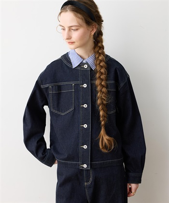 LE SOUK HOLIDAY ストレッチノーカラーデニムジャケット_subthumb_2