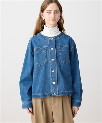LE SOUK HOLIDAY ストレッチノーカラーデニムジャケット_subthumb_3