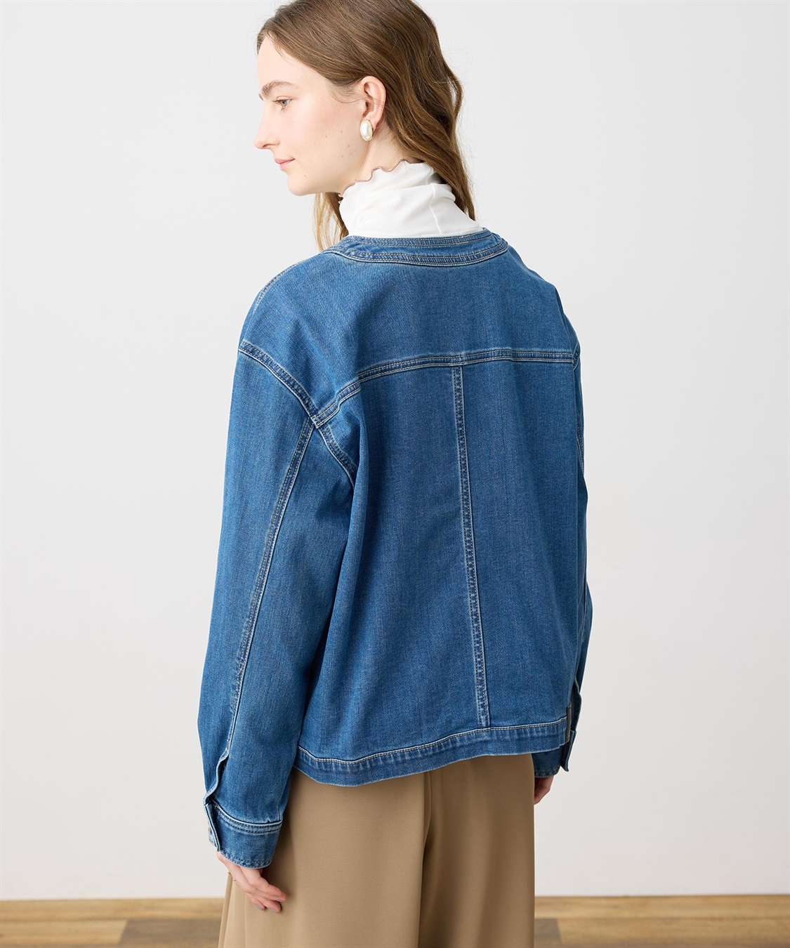 LE SOUK HOLIDAY ストレッチノーカラーデニムジャケット_sub_5
