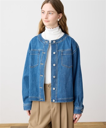 LE SOUK HOLIDAY ストレッチノーカラーデニムジャケット_subthumb_7