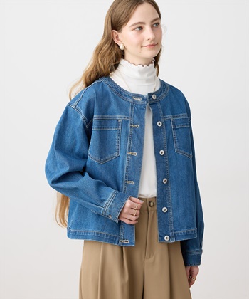 LE SOUK HOLIDAY ストレッチノーカラーデニムジャケット_subthumb_8