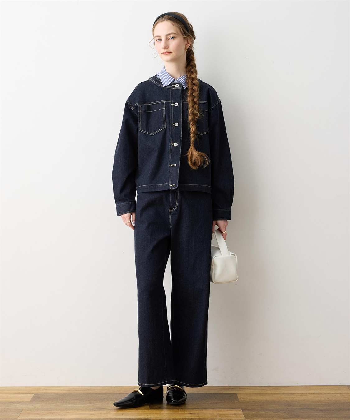 LE SOUK HOLIDAY ストレッチノーカラーデニムジャケット_sub_12