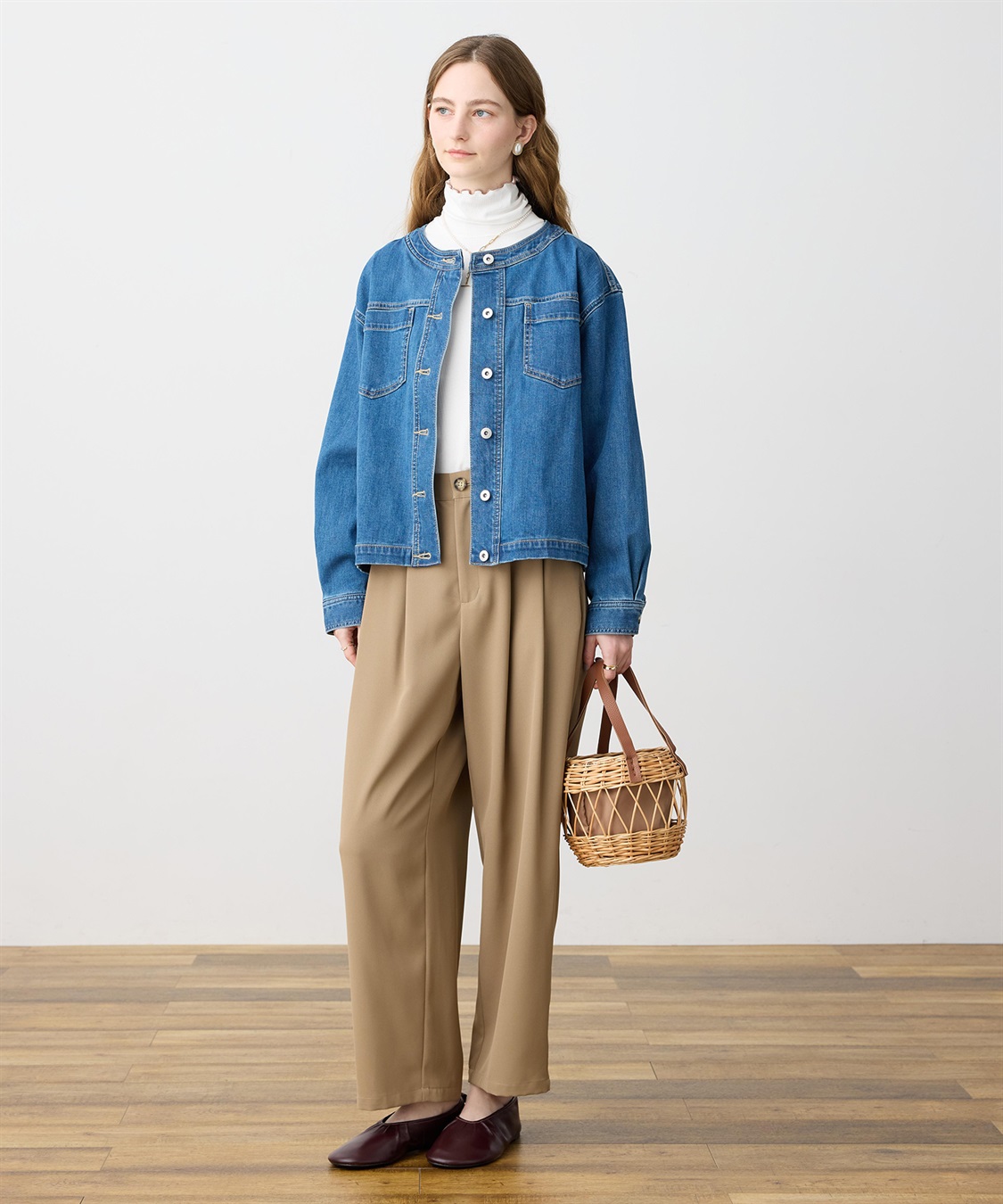 LE SOUK HOLIDAY ストレッチノーカラーデニムジャケット_sub_15