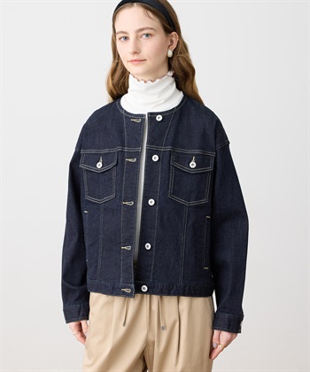 LE SOUK HOLIDAY ノーカラーストレッチデニムジャケット_subthumb_4