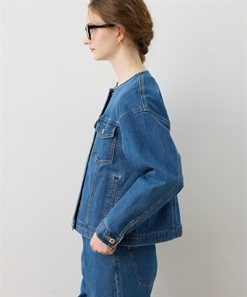 LE SOUK HOLIDAY ノーカラーストレッチデニムジャケット_subthumb_6