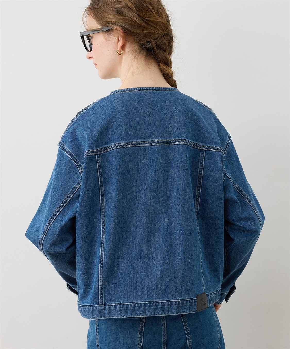 LE SOUK HOLIDAY ノーカラーストレッチデニムジャケット_sub_7