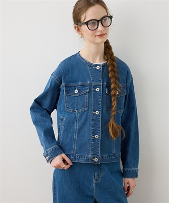 LE SOUK HOLIDAY ノーカラーストレッチデニムジャケット_subthumb_8