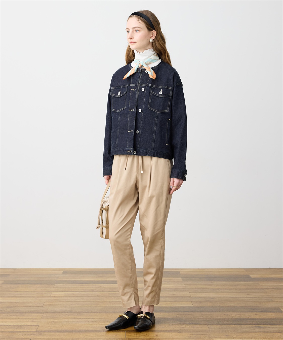 LE SOUK HOLIDAY ノーカラーストレッチデニムジャケット_sub_9