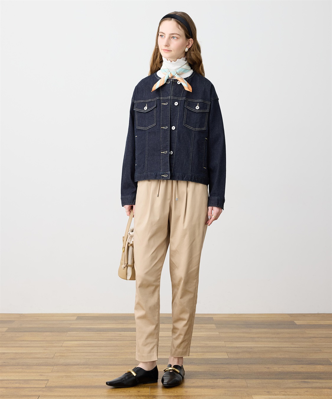 LE SOUK HOLIDAY ノーカラーストレッチデニムジャケット_sub_10