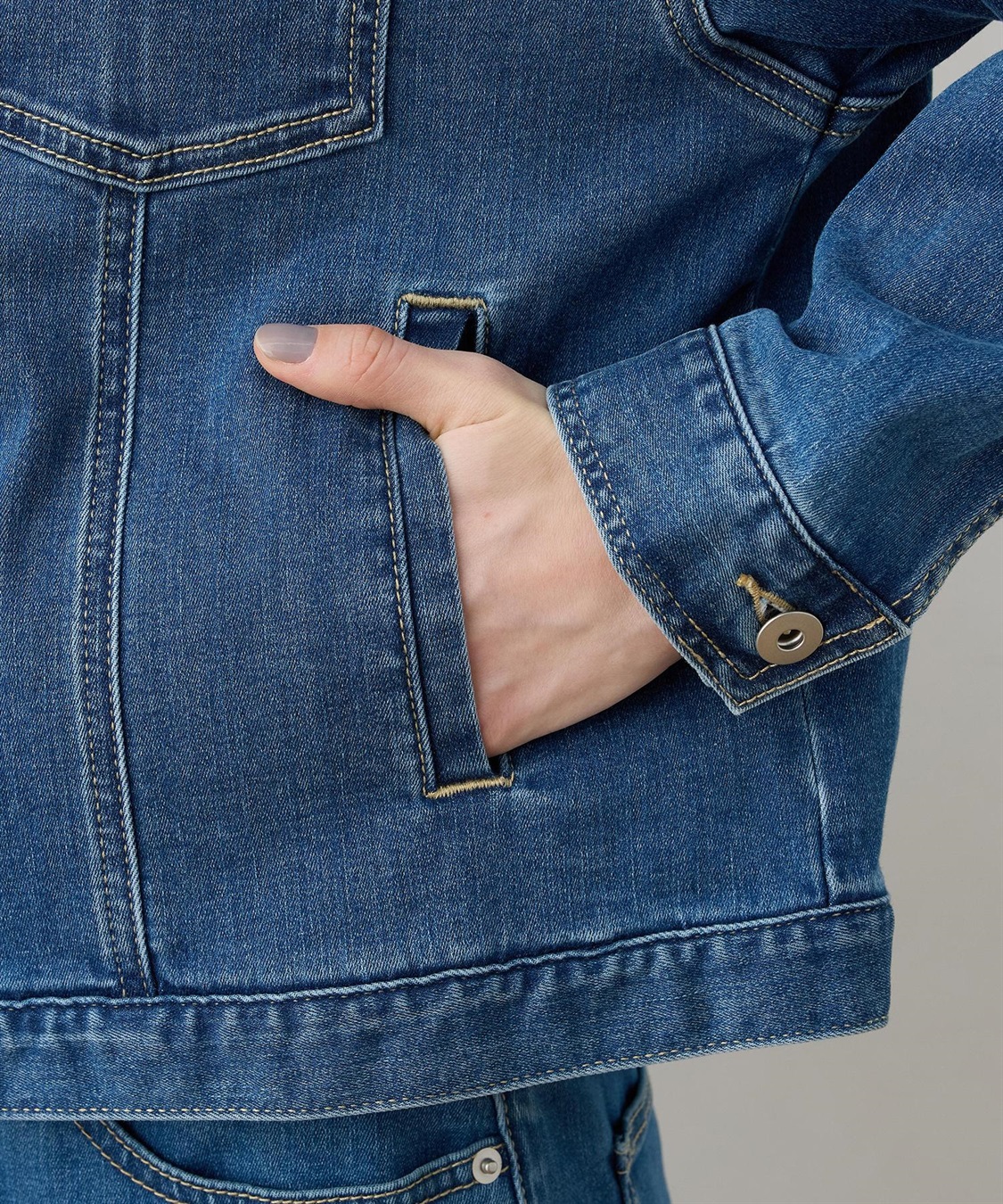 LE SOUK HOLIDAY ノーカラーストレッチデニムジャケット_sub_19