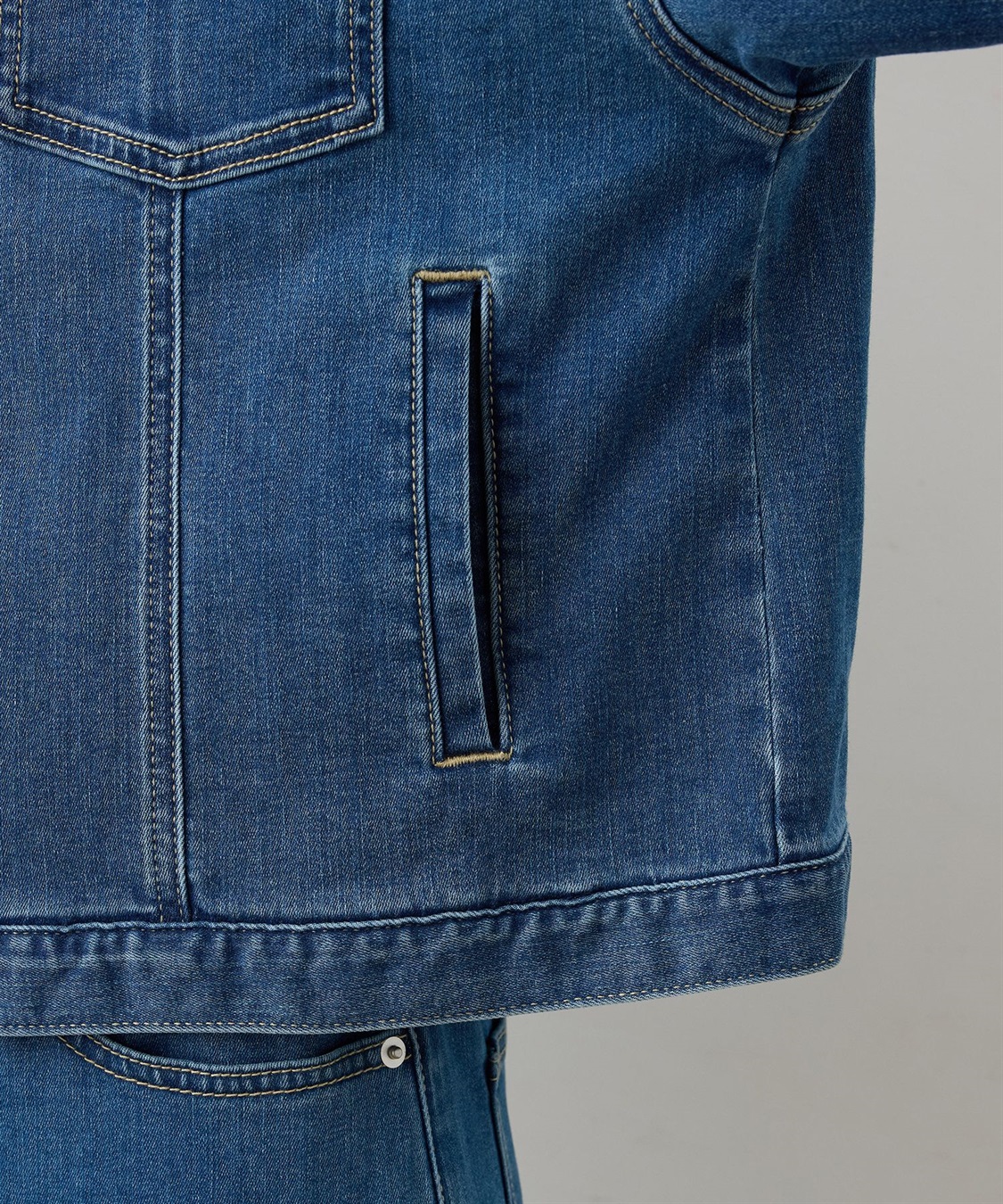 LE SOUK HOLIDAY ノーカラーストレッチデニムジャケット_sub_20