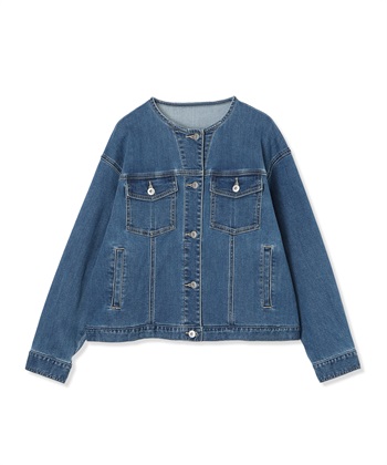 LE SOUK HOLIDAY ノーカラーストレッチデニムジャケット_subthumb_23