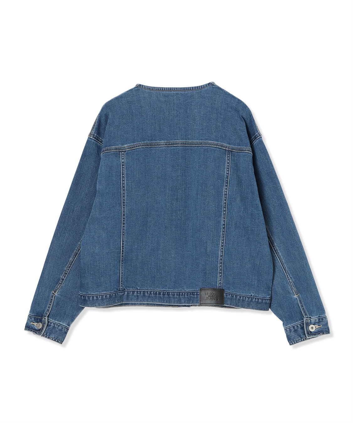 LE SOUK HOLIDAY ノーカラーストレッチデニムジャケット_sub_24