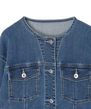 LE SOUK HOLIDAY ノーカラーストレッチデニムジャケット_subthumb_25