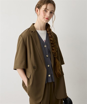 LE SOUK HOLIDAY リネンライクハーフスリーブジャケット【セットアップ対応】_subthumb_1