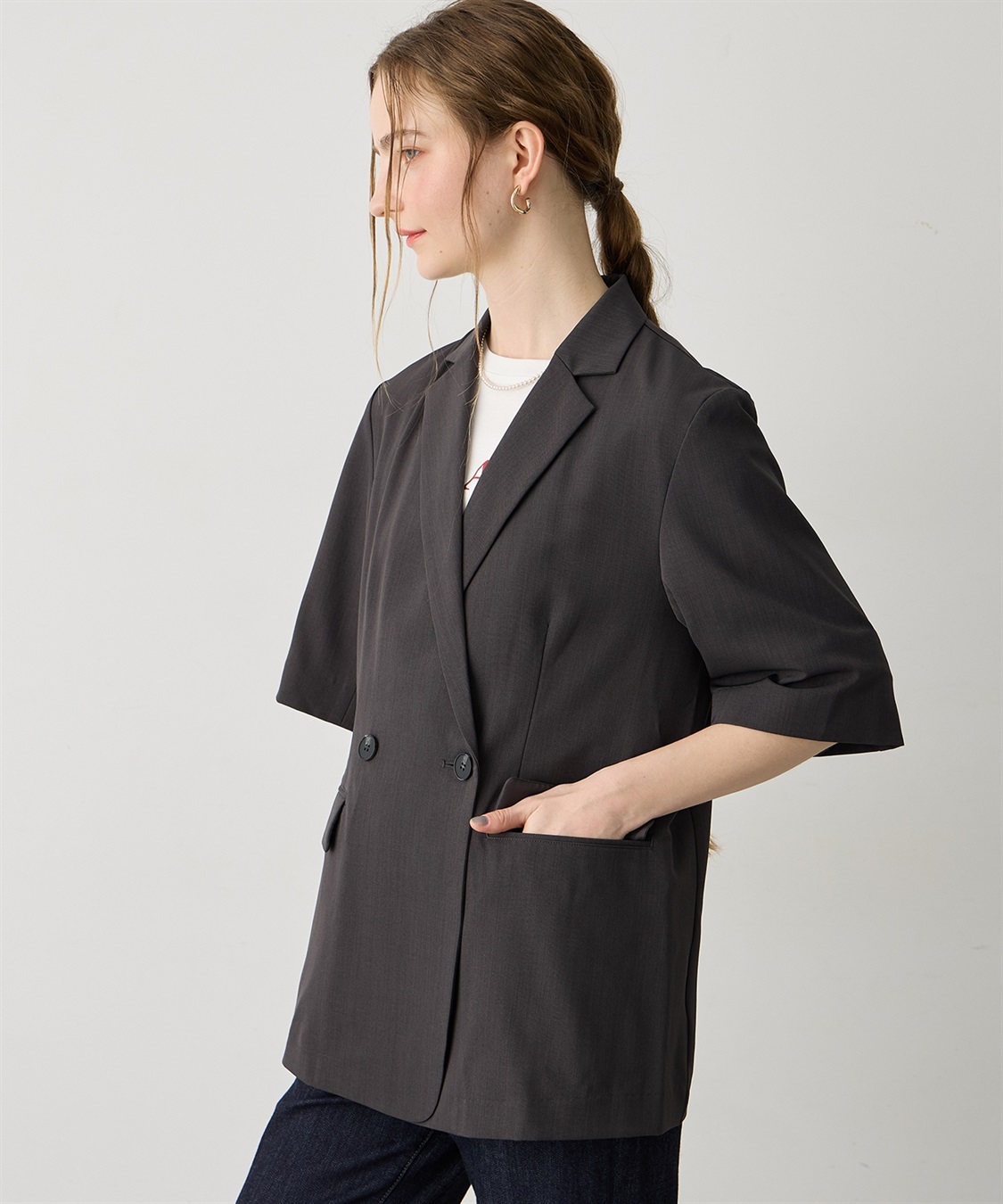 LE SOUK HOLIDAY リネンライクハーフスリーブジャケット【セットアップ対応】_sub_7