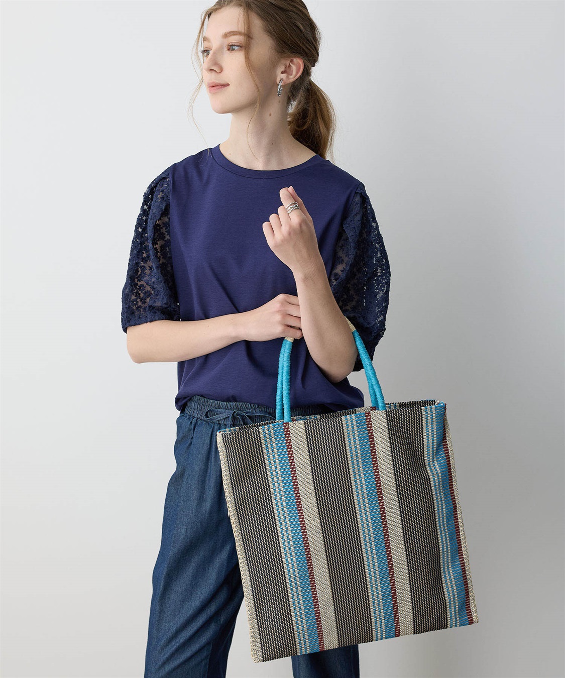 LE SOUK HOLIDAY ストライプスクエアトートバッグ_sub_5