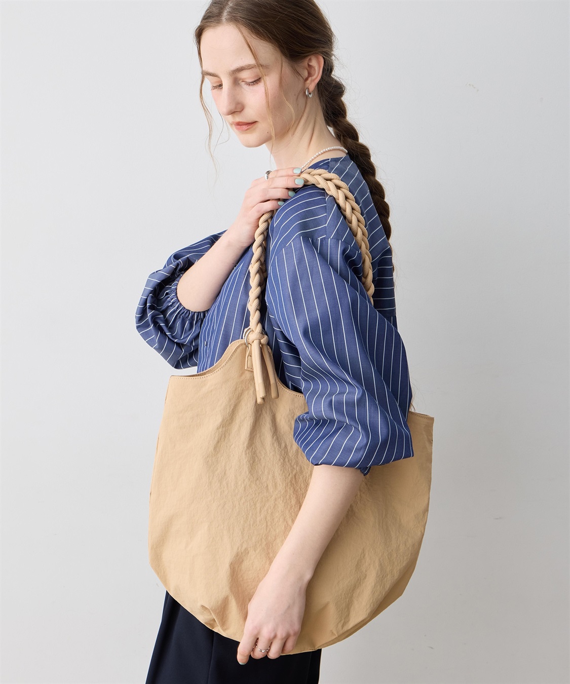LE SOUK HOLIDAY 編み込みハンドルナイロントートバッグ_sub_2
